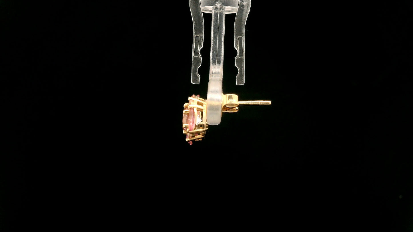 1.38 Ct Round Tourmaline 14K Gold Earrings