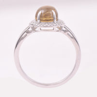 2.76 Ct Oval Cabochon Cut Natural Tourmaline 950 Platinum Ring