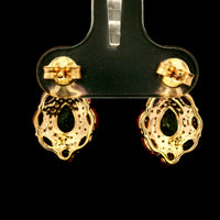 3.06 Ct Pear Multi Sapphire 14K Gold Earrings