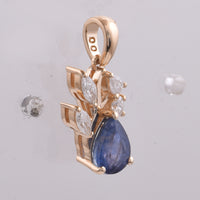 1.31 Ct Pear Natural Sapphire 14K Gold Pendant