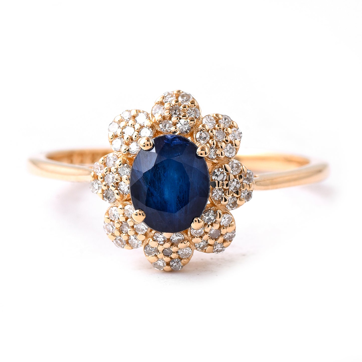 1.46 Ct Oval Mixed Cut Natural Sapphire 14K Gold Ring