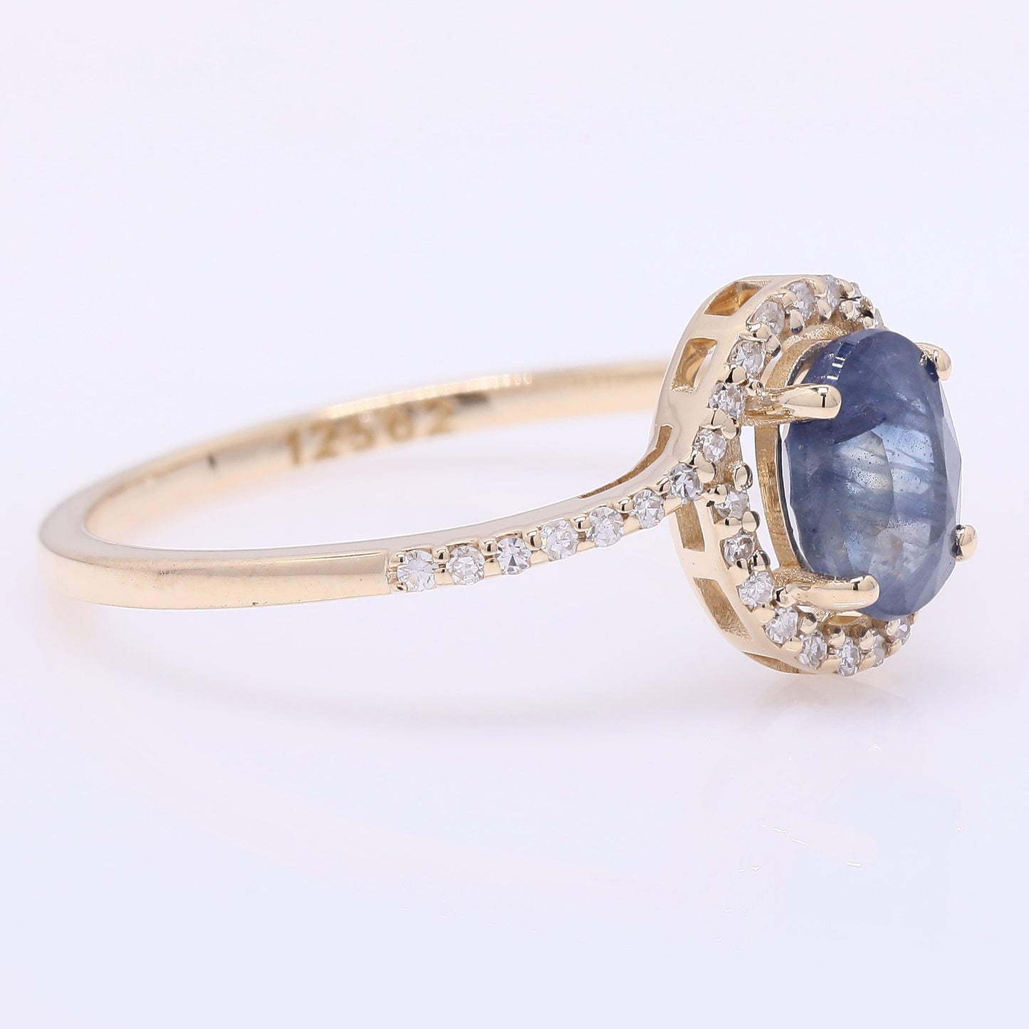 1.15 Ct Oval Mixed Cut Natural Sapphire 14K Gold Ring