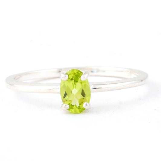 0.57 Ct Oval Peridot, 925 Sterling Silver Ring