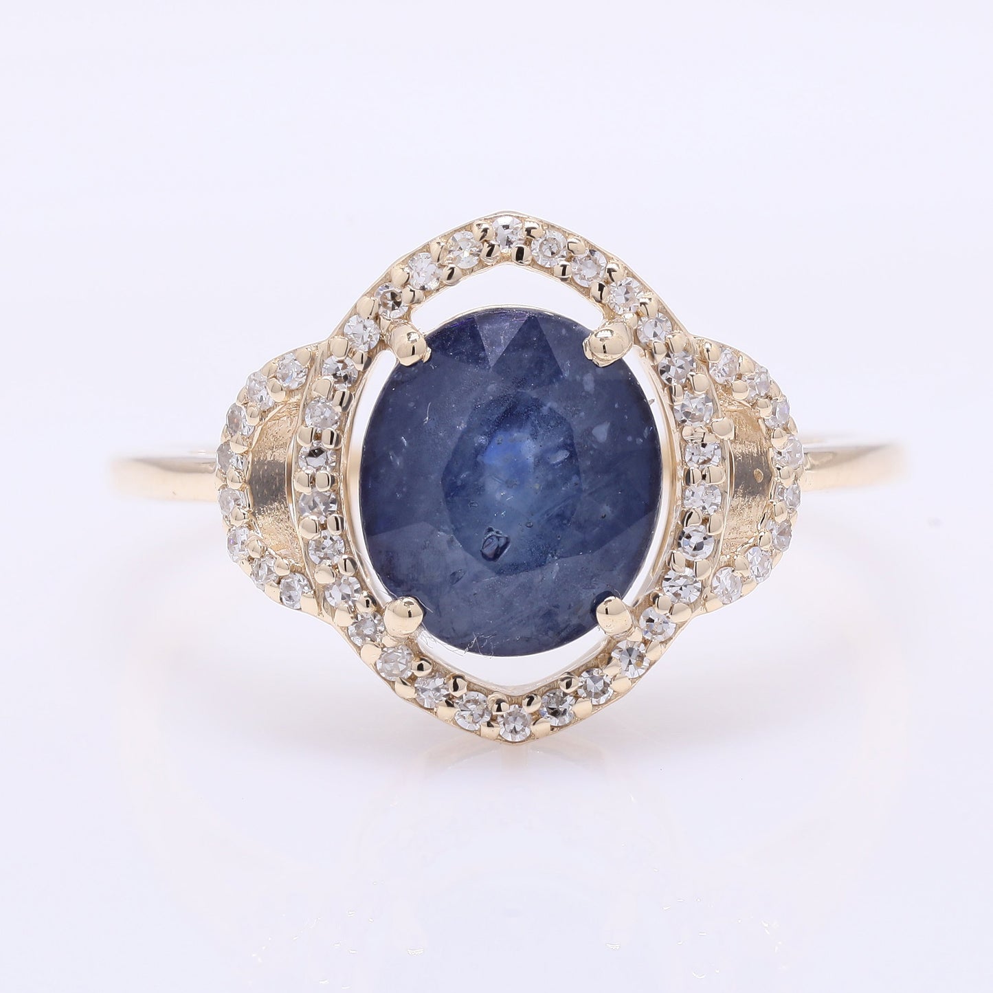 2.79 Ct Oval Mixed Cut Natural Sapphire 14K Gold Ring