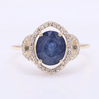 2.79 Ct Oval Mixed Cut Natural Sapphire 14K Gold Ring