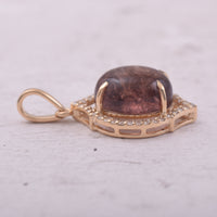 3.90 Ct Oval Cabochon Cut Natural Tourmaline 14K Gold Pendant