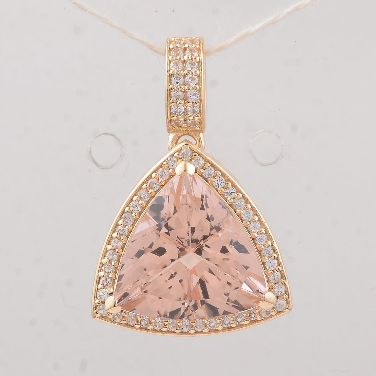 4.03 Ct Trillion Morganite 9K Gold Pendant