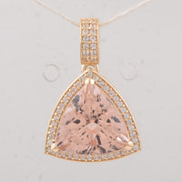 4.03 Ct Trillion Morganite 9K Gold Pendant