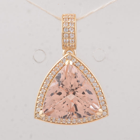 4.03 Ct Trillion Morganite 9K Gold Pendant