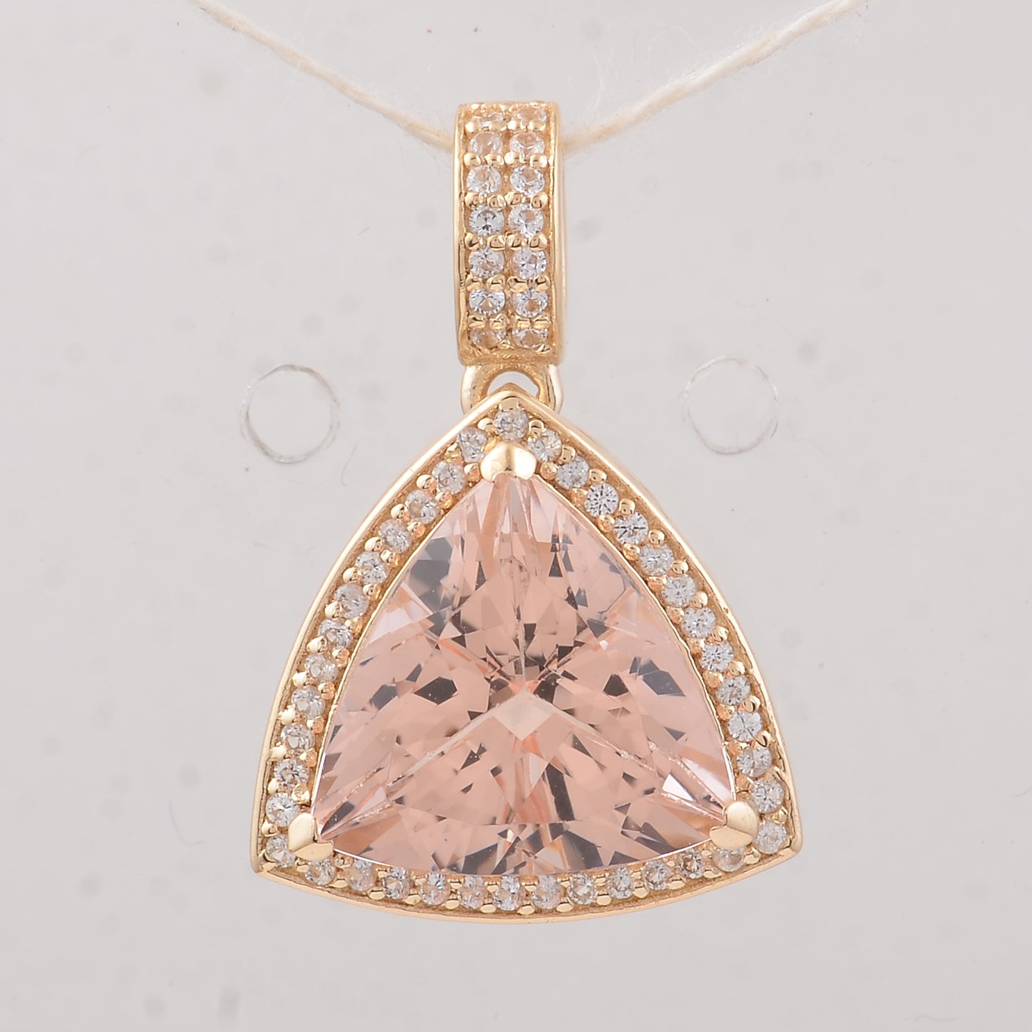 4.03 Ct Trillion Morganite 9K Gold Pendant