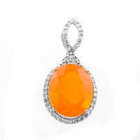 2.51 Ct Oval Mixed Cut Natural Fire Opal 950 Platinum Pendant