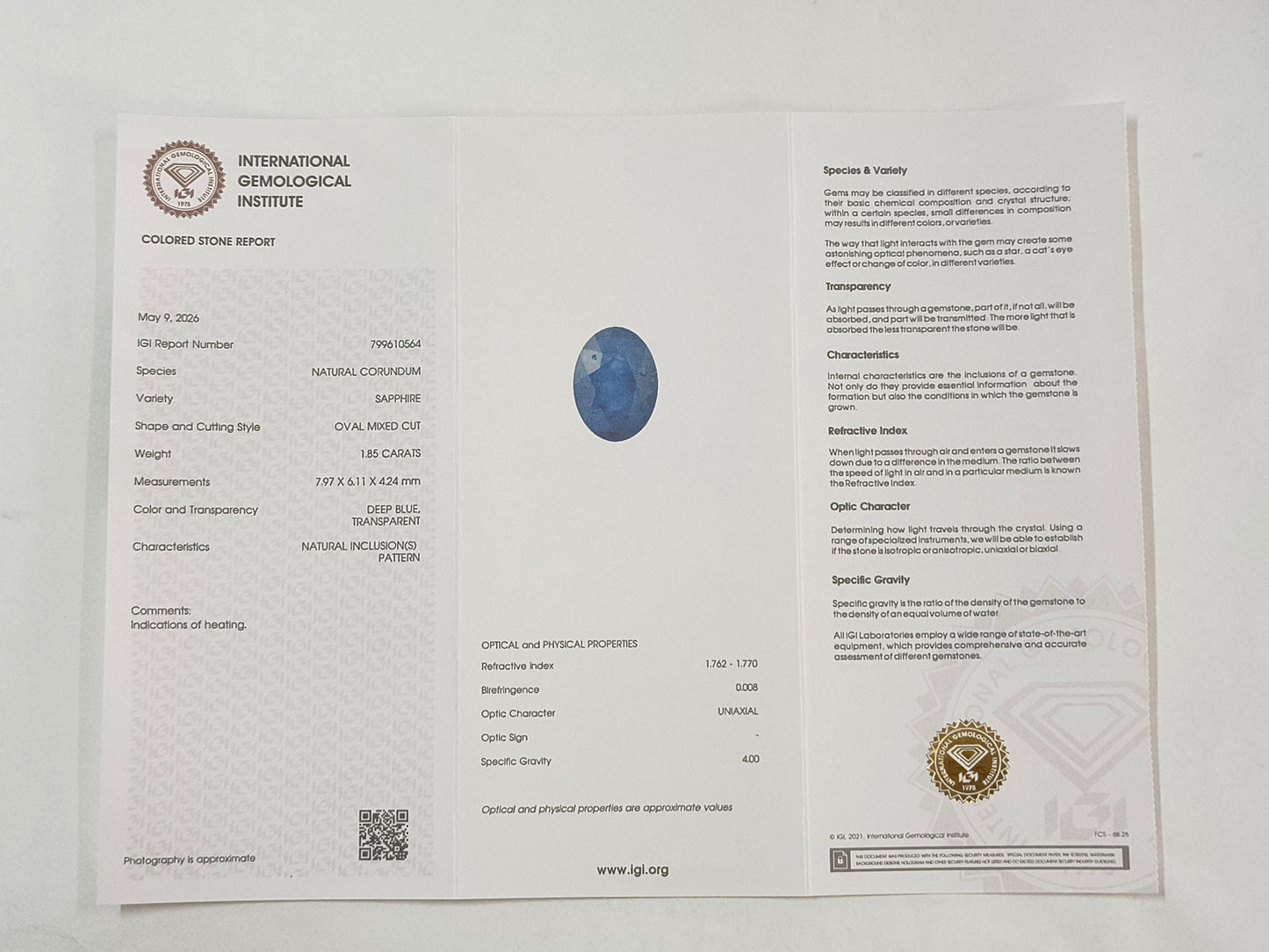 1.85 Natural Corundum Sapphire Oval Mixed Cut Gemstone