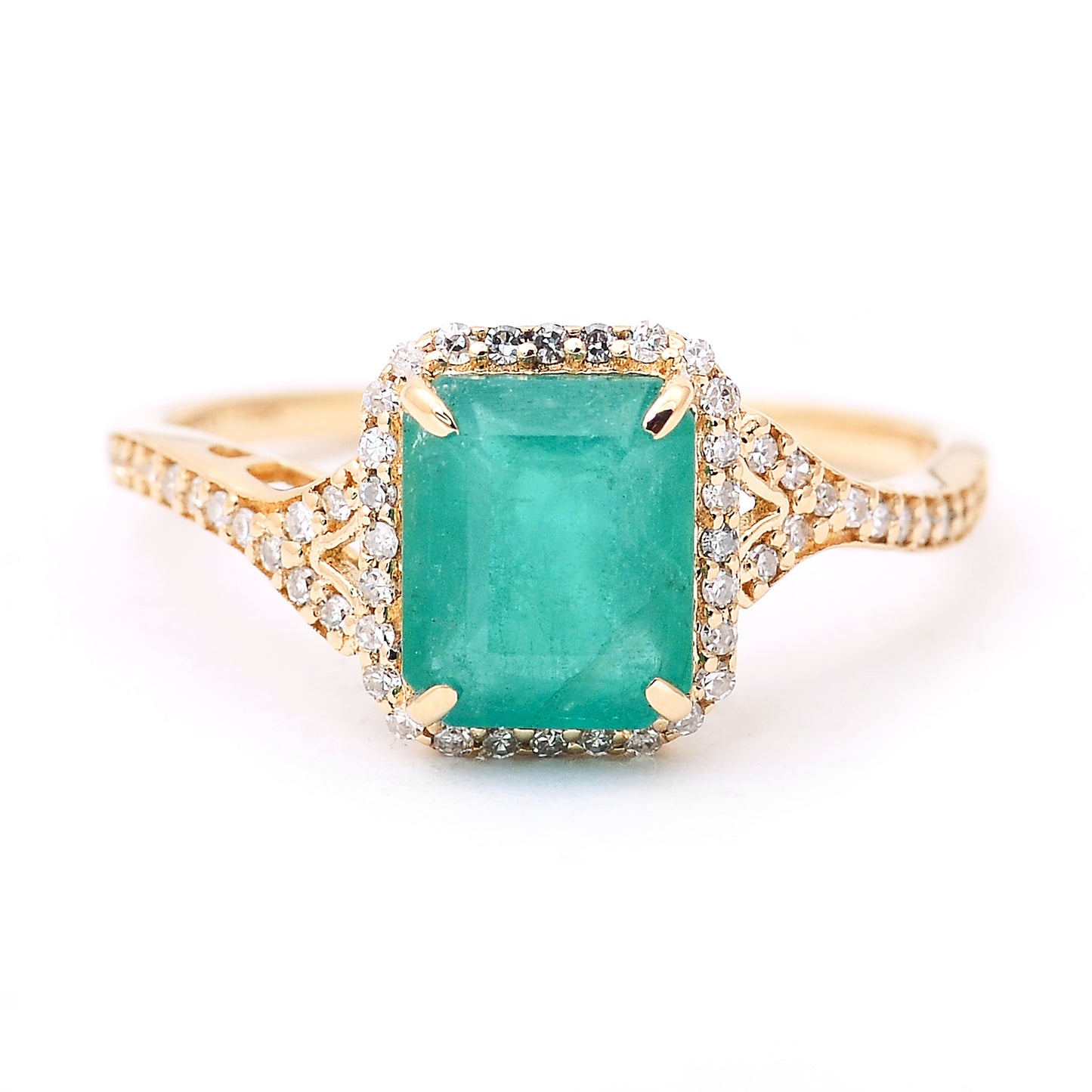 1.80 Ct Octagon Step Cut Natural Emerald 14K Gold Ring
