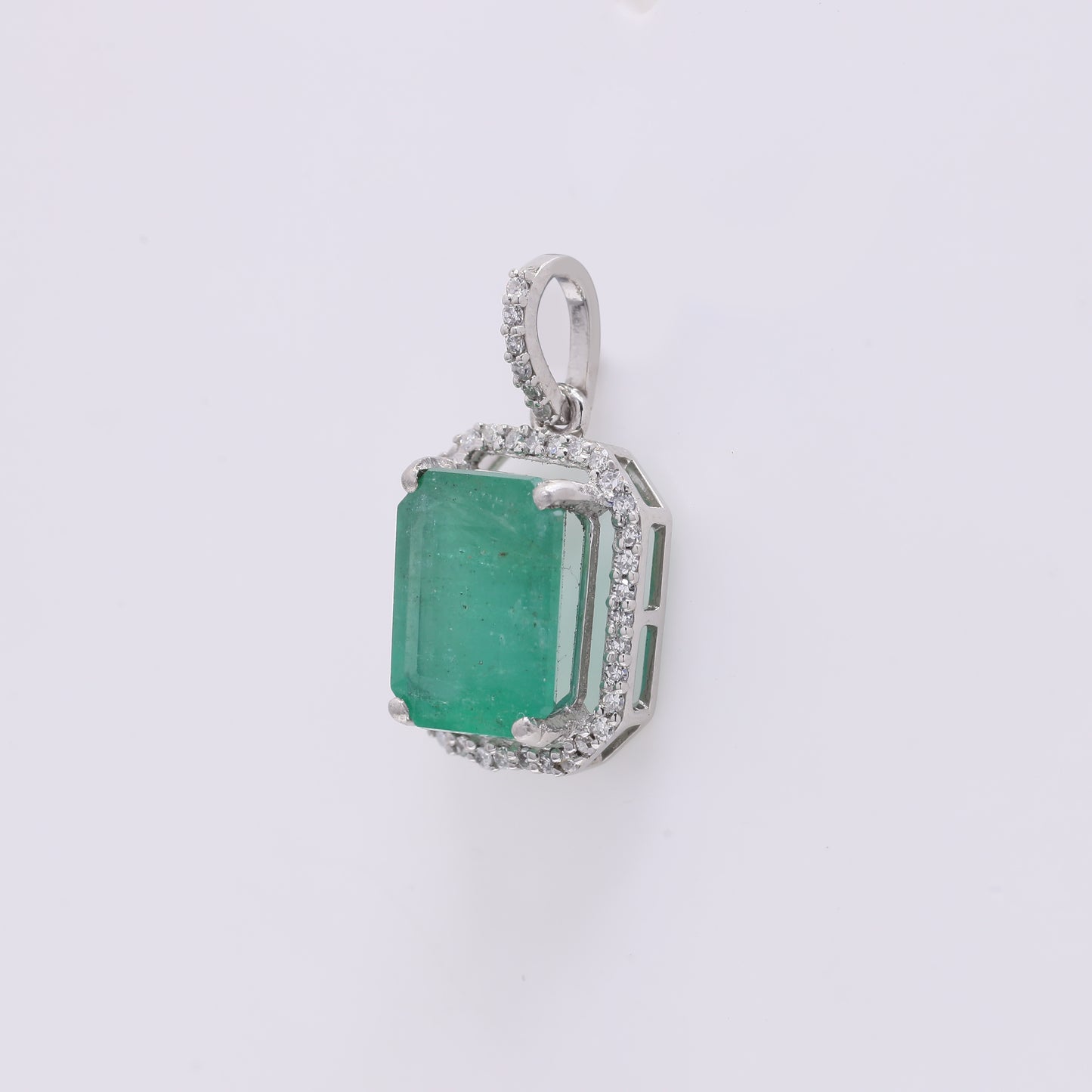 3.73 Ct Octagon Step Cut Natural Emerald 950 Platinum Pendant