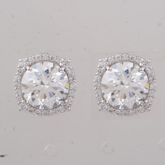 6.93 Carats Lab Grown Diamond 14K Gold Earrings