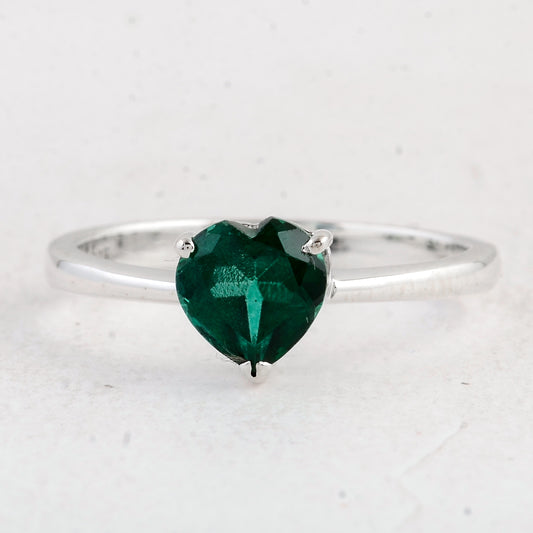 1.43 Ct Heart Green Topaz 925 Sterling Silver Ring