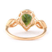 1.81 Ct Pear Mixed Cut Natural Green Tourmaline 14K Gold Ring