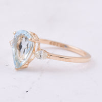 1.58 Ct Pear Natural Aquamarine 14K Gold Ring