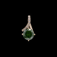 0.62 Ct Round Green Diamond 14K Gold Pendant
