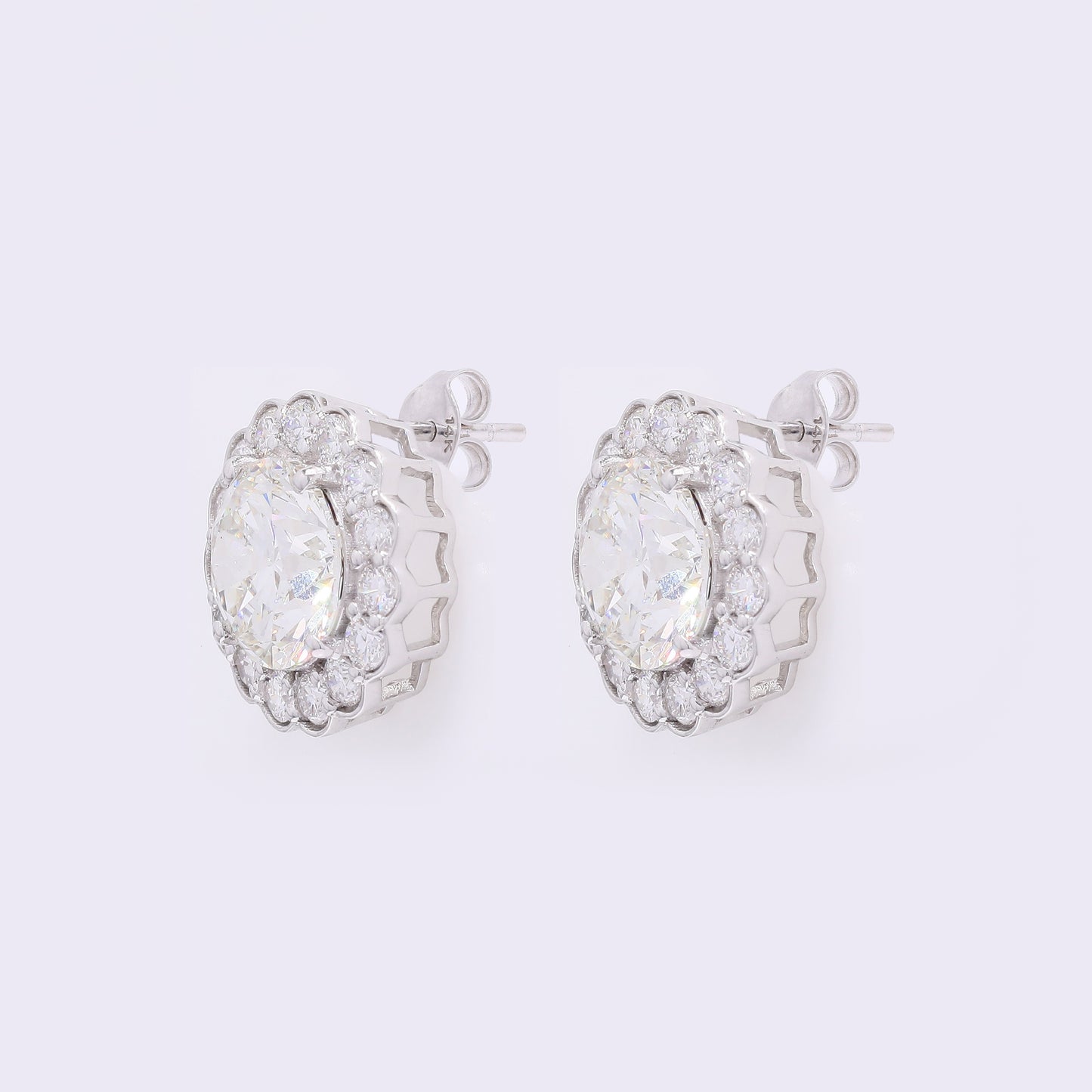 3.92 Carats Lab Grown Diamond 14K Gold Earrings