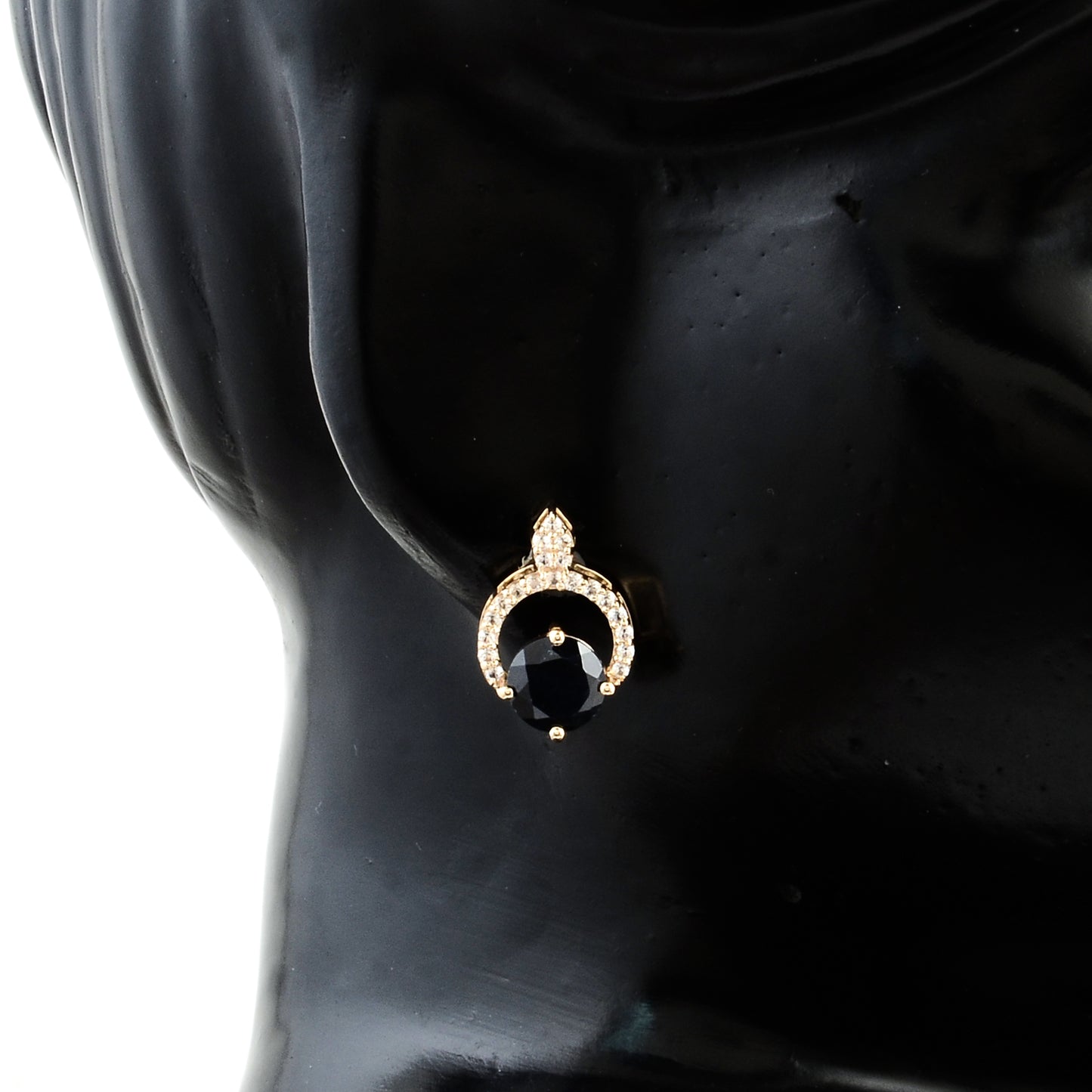 3.71 Ct Round Sapphire 14K Gold Earrings