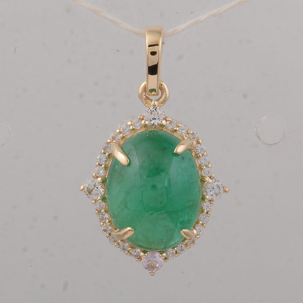 3.67 Ct Oval Emerald 9K Gold Pendant