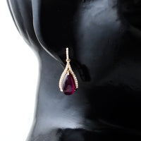 7.75 Ct Pear Cabochon Natural Tourmaline 14K Gold Earrings