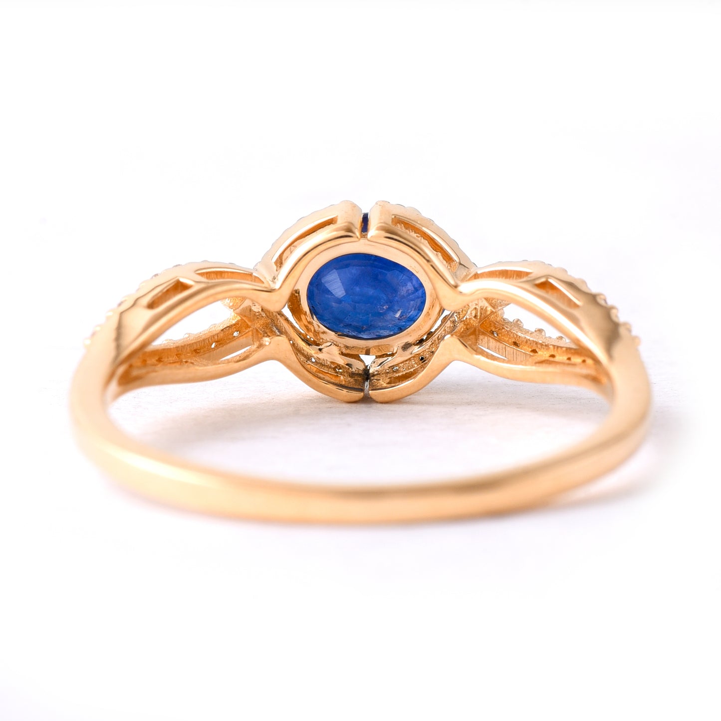 1.20 Ct Oval Mixed Cut Natural Sapphire 14K Gold Ring
