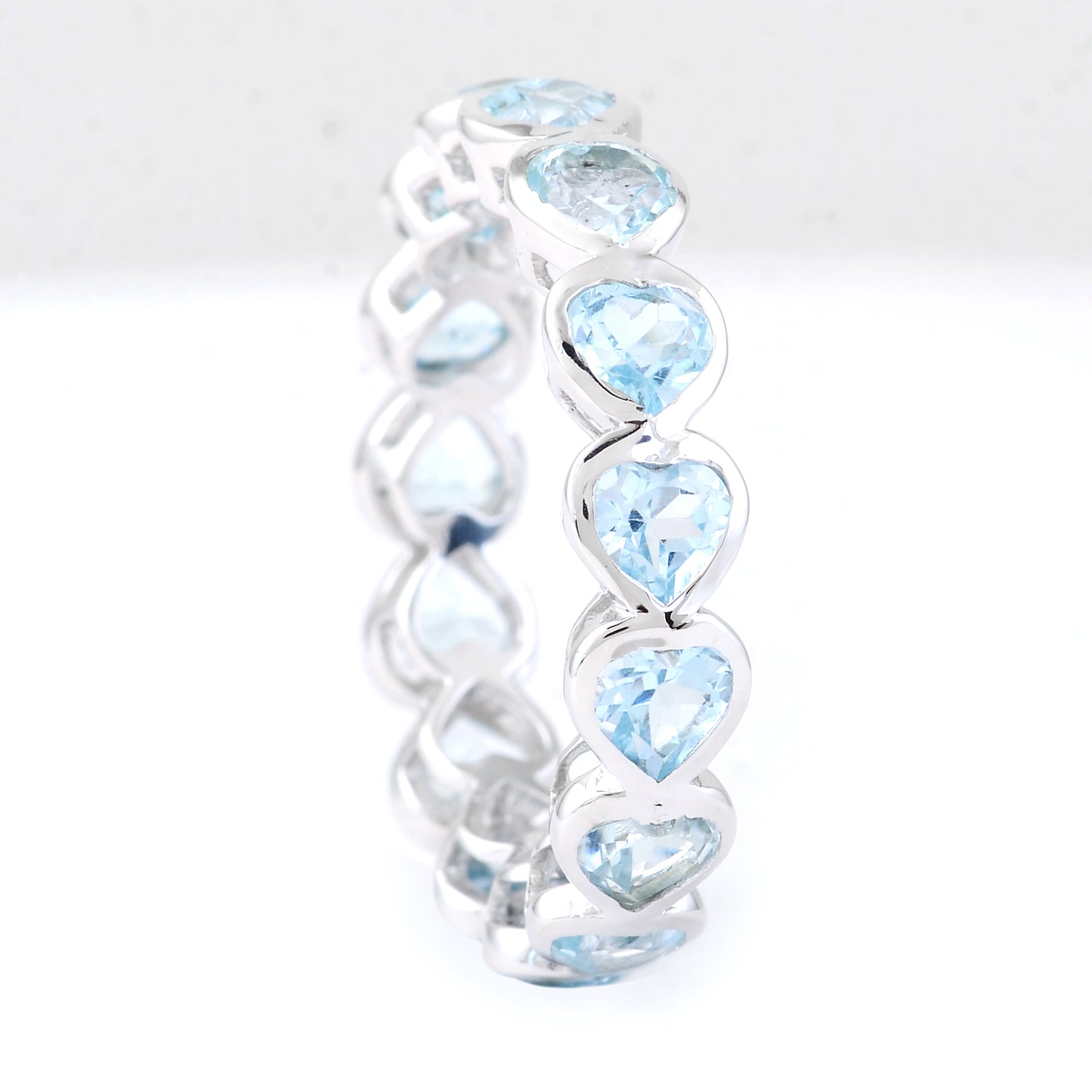 4.44 Ct Heart Blue Topaz 925 Sterling Silver Ring