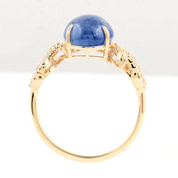4.47 Ct Round Cabochon Natural Corundum Sapphire 14K Gold Ring