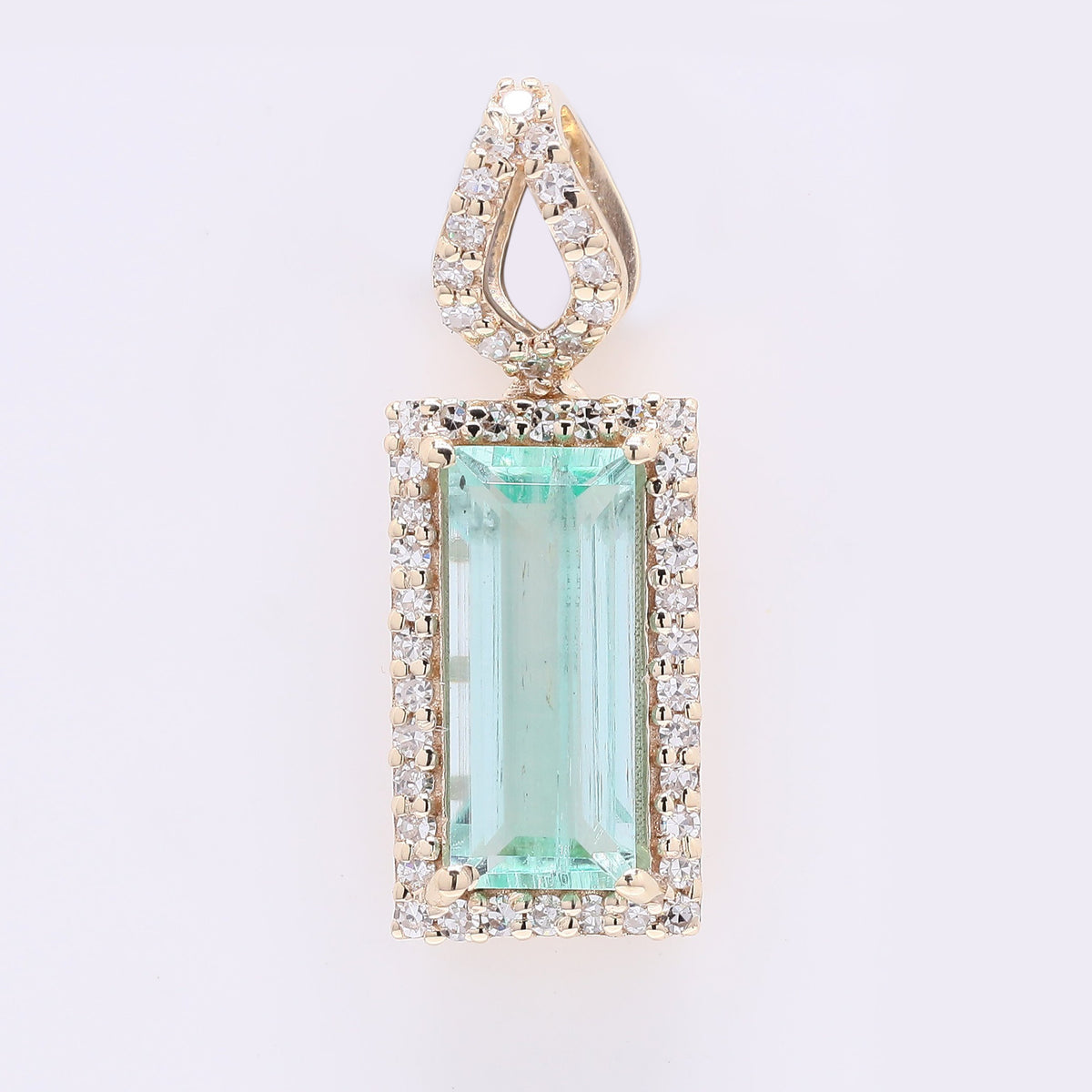 1.13 Ct Octagon Step Cut Natural Emerald 14K Gold Pendant