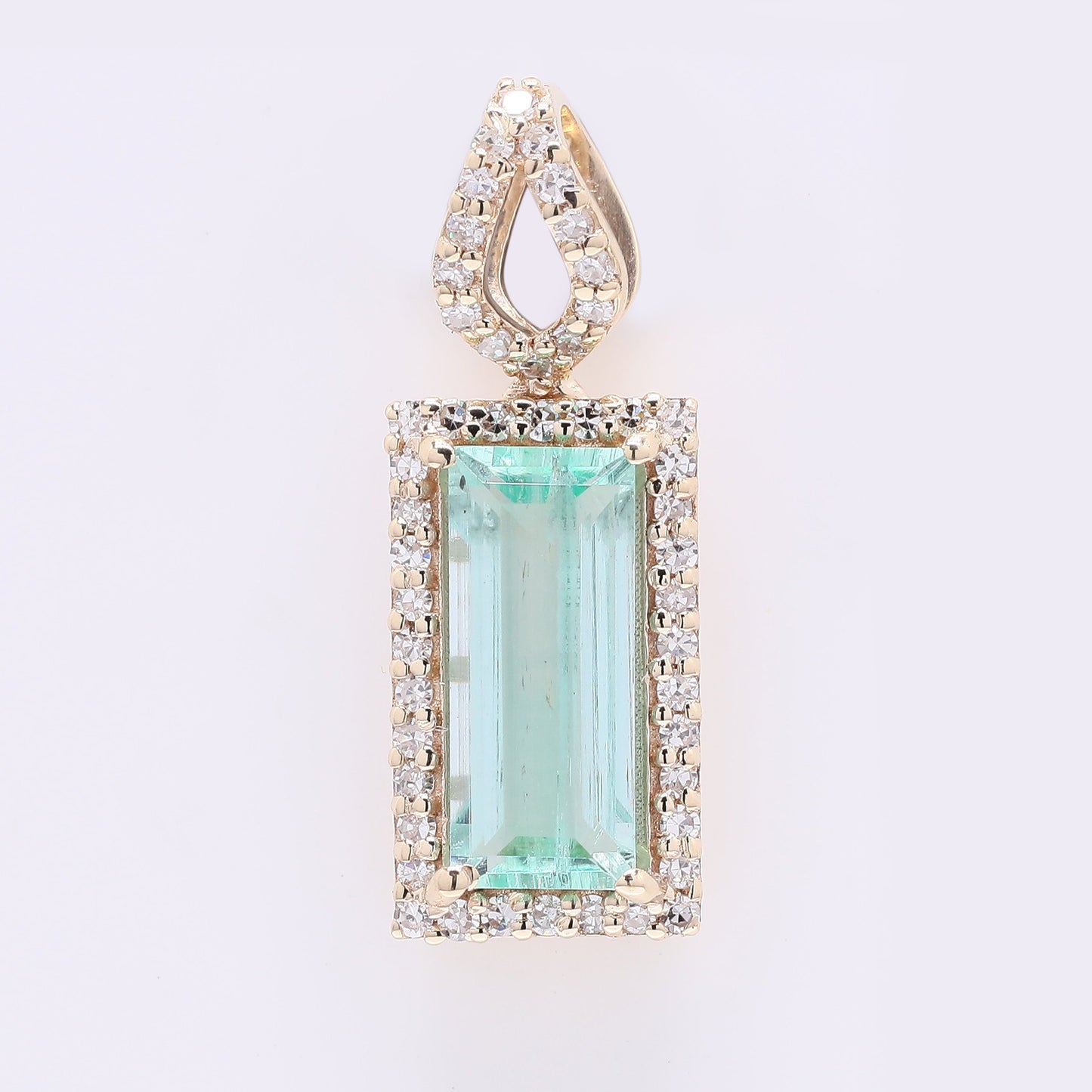 1.13 Ct Octagon Step Cut Natural Emerald 14K Gold Pendant