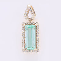 1.13 Ct Octagon Step Cut Natural Emerald 14K Gold Pendant