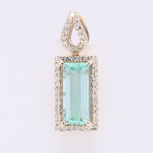 1.13 Ct Octagon Step Cut Natural Emerald 14K Gold Pendant