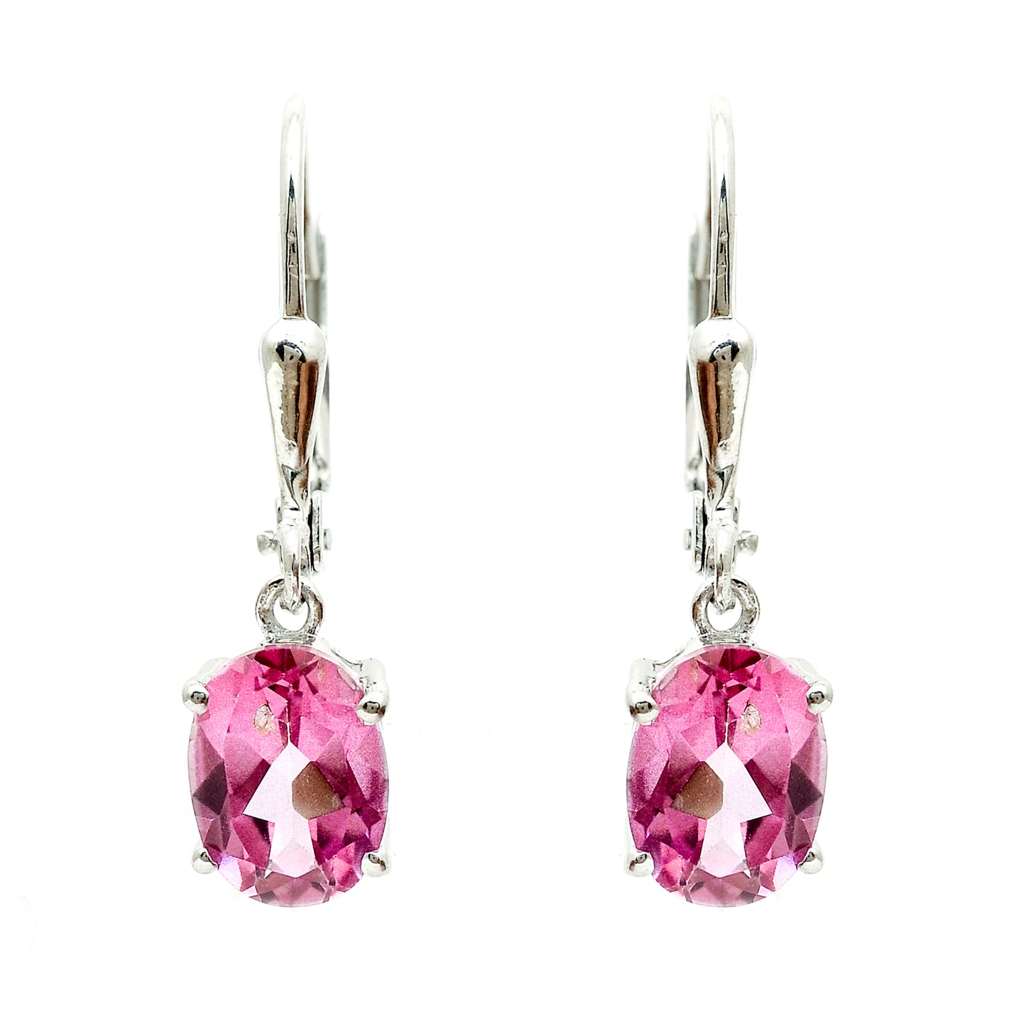 3.16 Ct Oval Pink Topaz 925 Sterling Silver Earrings