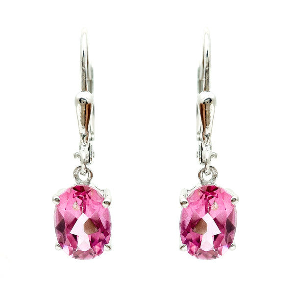 3.16 Ct Oval Pink Topaz 925 Sterling Silver Earrings