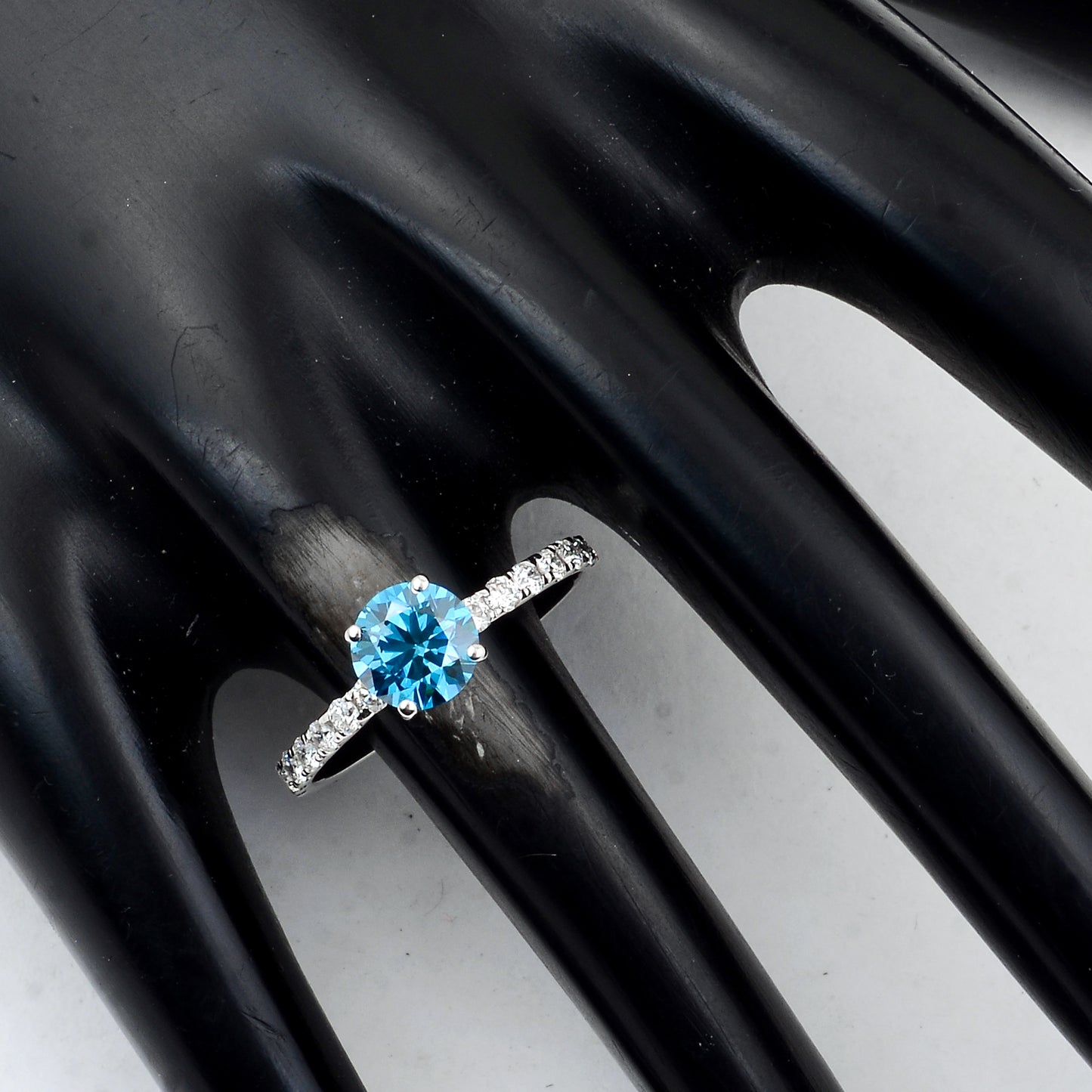 1.42 Carats Blue Lab Grown Diamond 14K Gold Ring