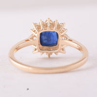 1.48 Ct Cushion Sapphire 9K Gold Ring