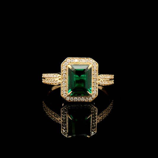 1.74 Ct Emerald Cut Lab Grown Emerald 14K Gold Ring