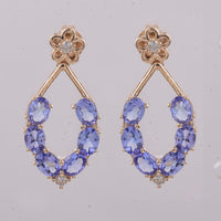 2.03 Ct Oval Natural Tanzanite 14K Gold Earrings