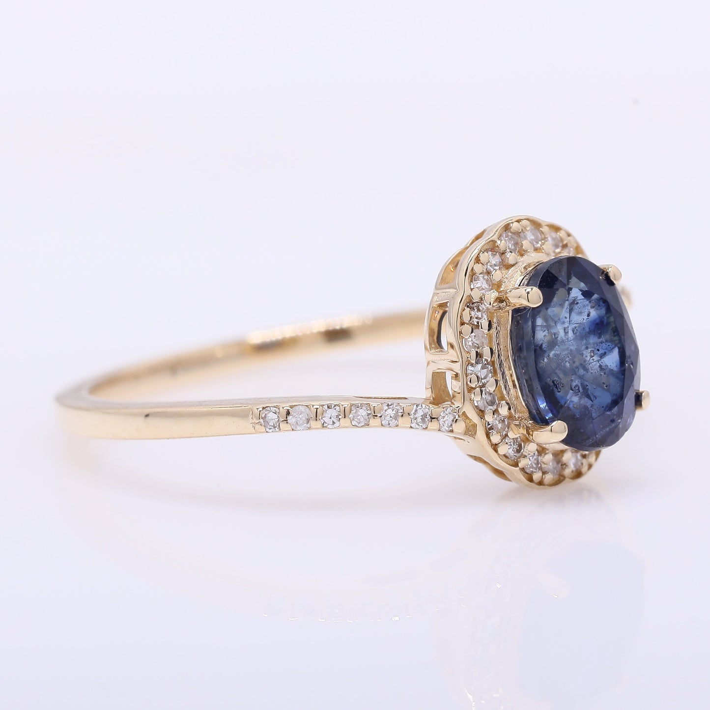 1.38 Ct Oval Mixed Cut Natural Sapphire 14K Gold Ring