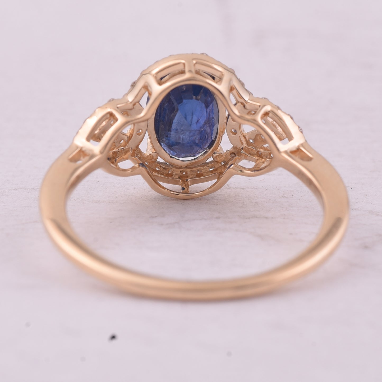 1.84 Ct Oval Mixed Cut Natural Sapphire 14K Gold Ring