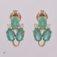 1.53 Ct Oval Natural Emerald 14K Gold Earrings
