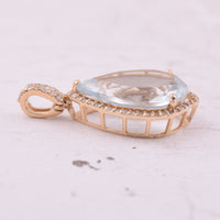 4.61 Ct Pear Mixed Cut Natural Aquamarine 14K Gold Pendant