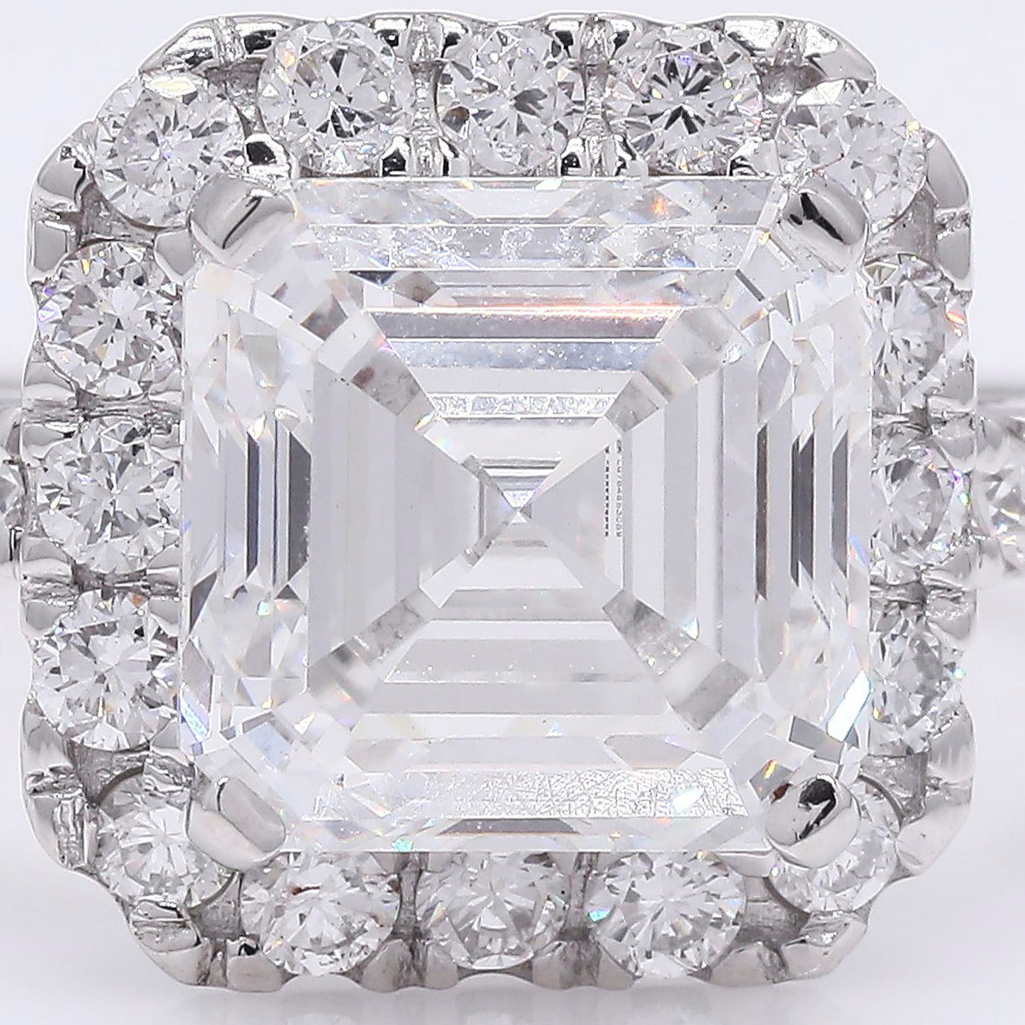 3.77 Ct Square Emerald Cut Lab Grown Diamond 950 Platinum Ring