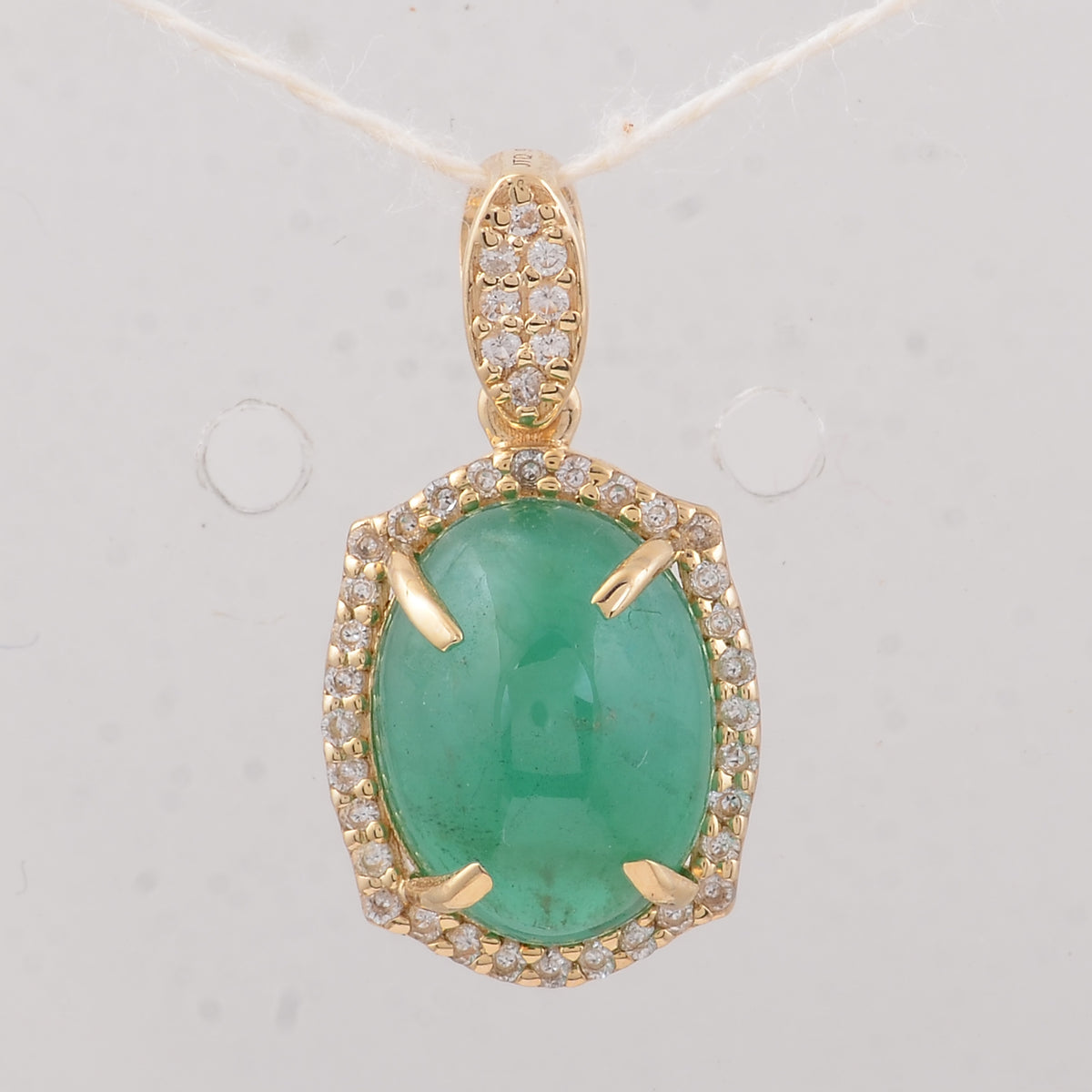 3.32 Ct Oval Emerald 9K Gold Pendant
