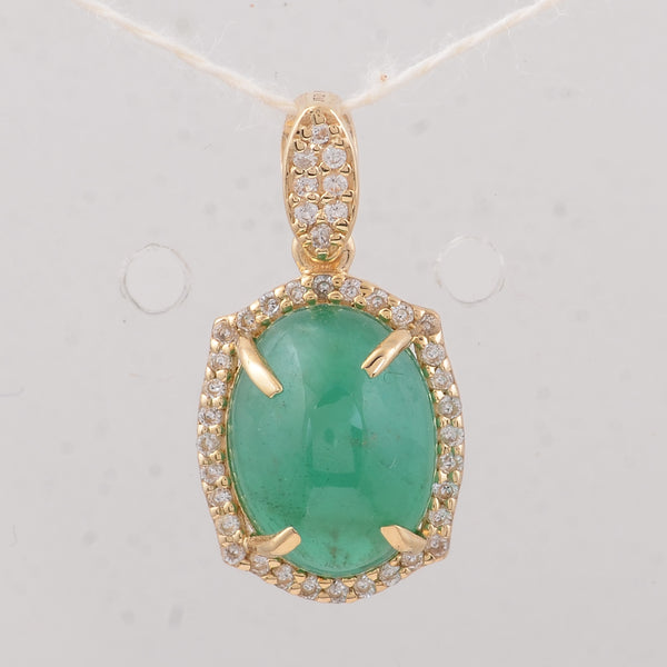 3.32 Ct Oval Emerald 9K Gold Pendant