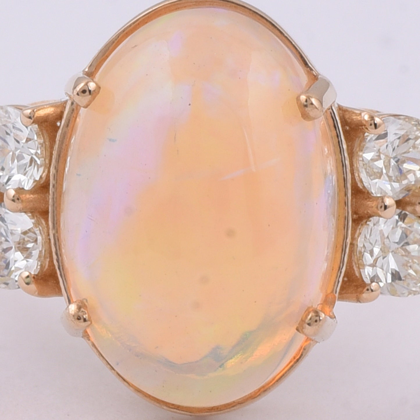 4.64 Ct Oval Cabochon Cut Natural Opal 14K Gold Ring
