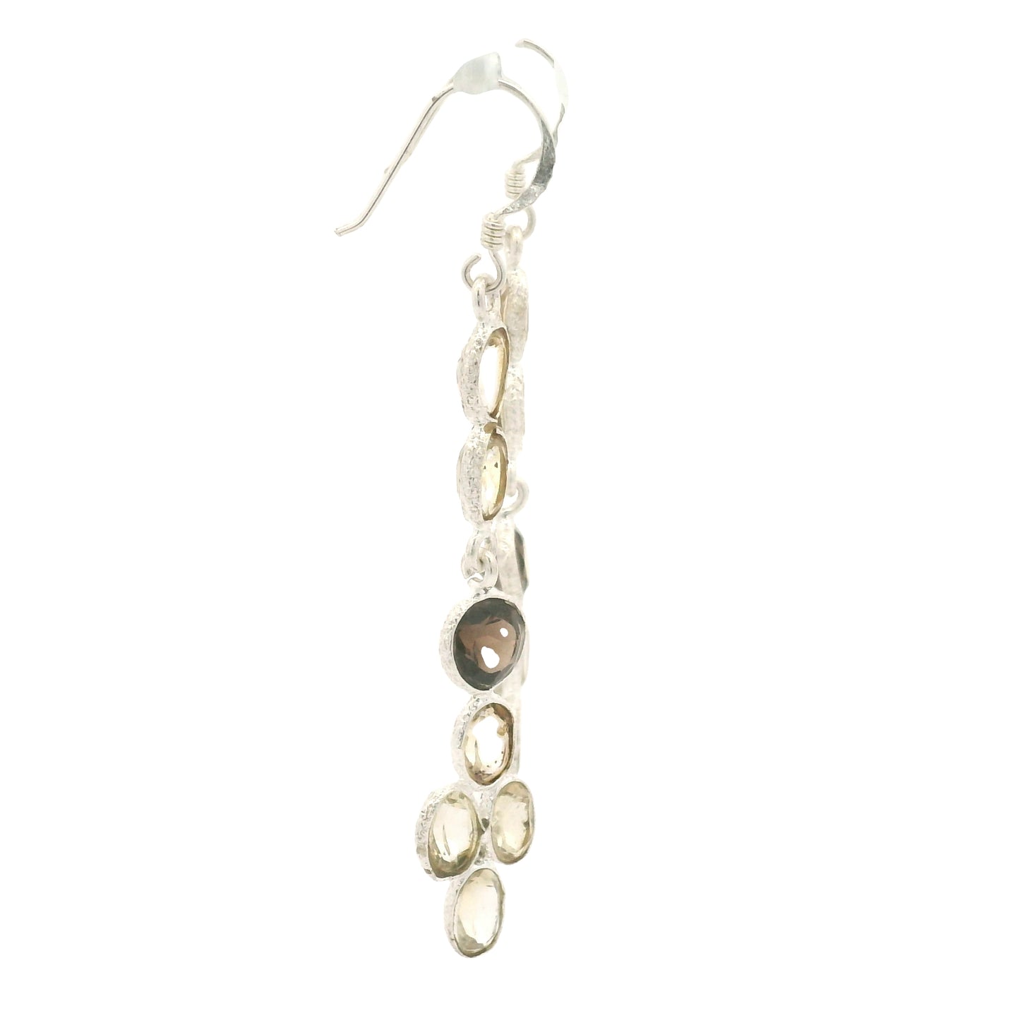 7.60 Ct Citrine, Smoky Quartz 925 Sterling Silver Earrings