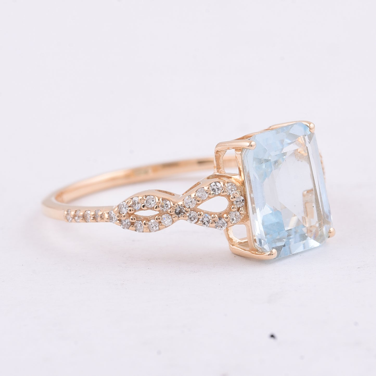 2.05 Ct Octagon Step Cut Natural Aquamarine 14K Gold Ring